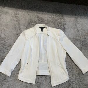 White House Black Market Women's White Open-Front Jacket